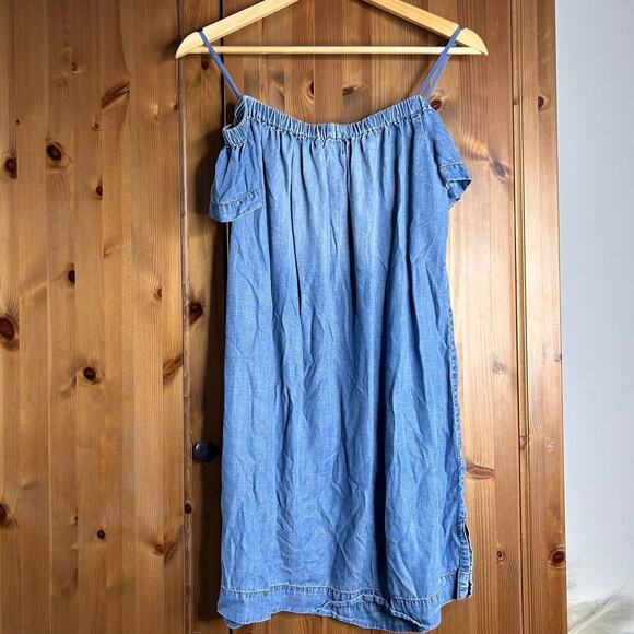 Cloth + Stone Chambray Dress Off The Shoulder Women’s Small Fisherman Americana - Picture 5 of 9